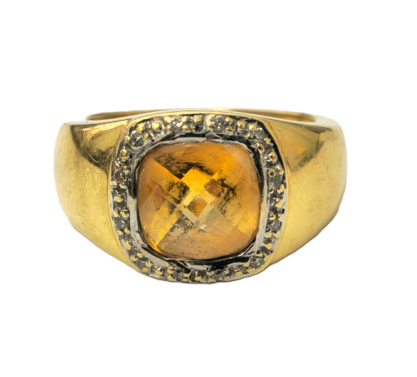 Antique European 4.90 Carat Yellow Citirine Ring Unisex