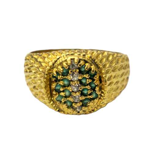 18k yellow gold Emerald Diamond Ring Cocktail Ring