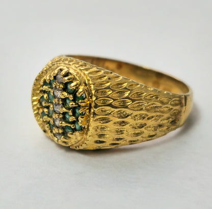 18k yellow gold Emerald Diamond Ring Cocktail Ring