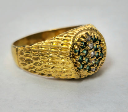 18k yellow gold Emerald Diamond Ring Cocktail Ring