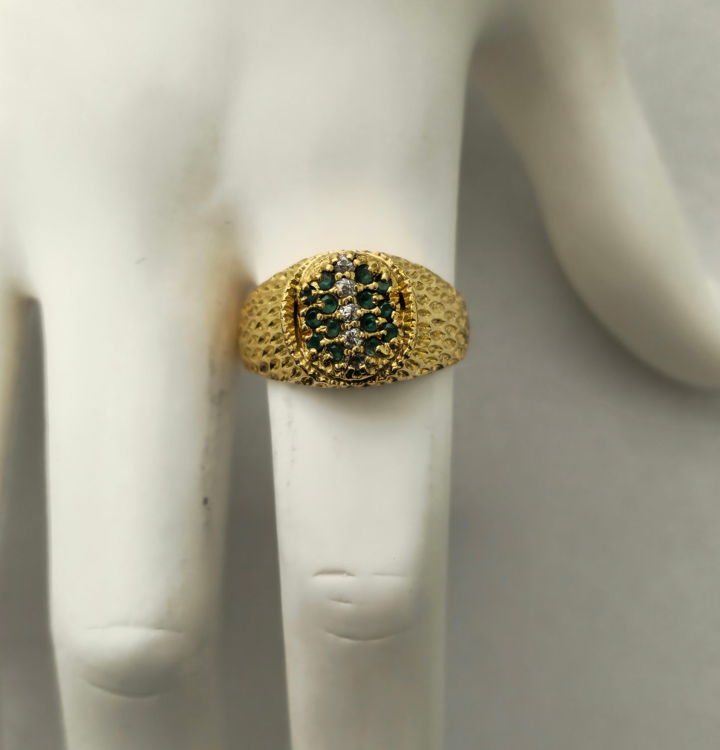 18k yellow gold Emerald Diamond Ring Cocktail Ring