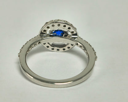 Vintage, Blue Sapphire & Diamond Ring For Womens