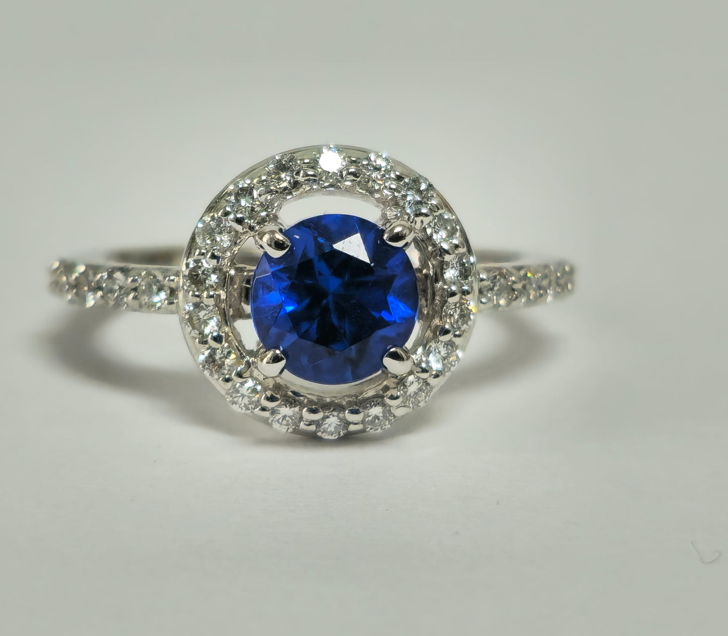 Vintage, Blue Sapphire & Diamond Ring For Womens