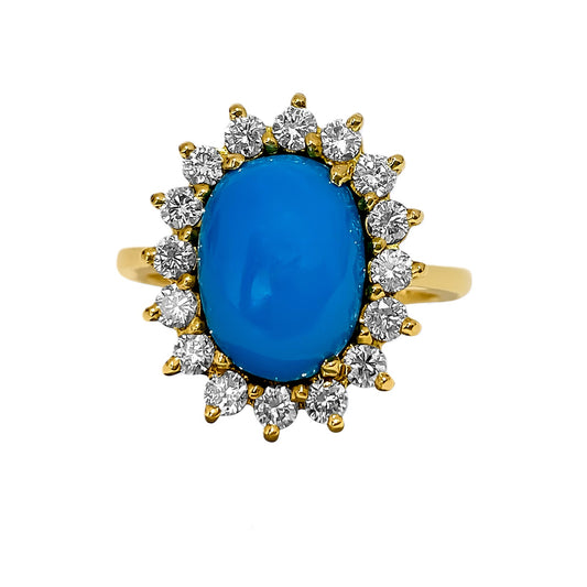 Art Deco 2.00 Carat Turquoise Diamond Cocktail Ring