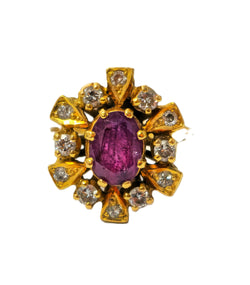 Antique Ruby & Diamond Ring in 18k Yellow Gold2