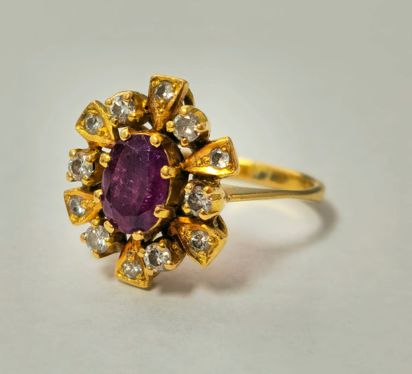 Antique Ruby & Diamond Ring in 18k Yellow Gold2