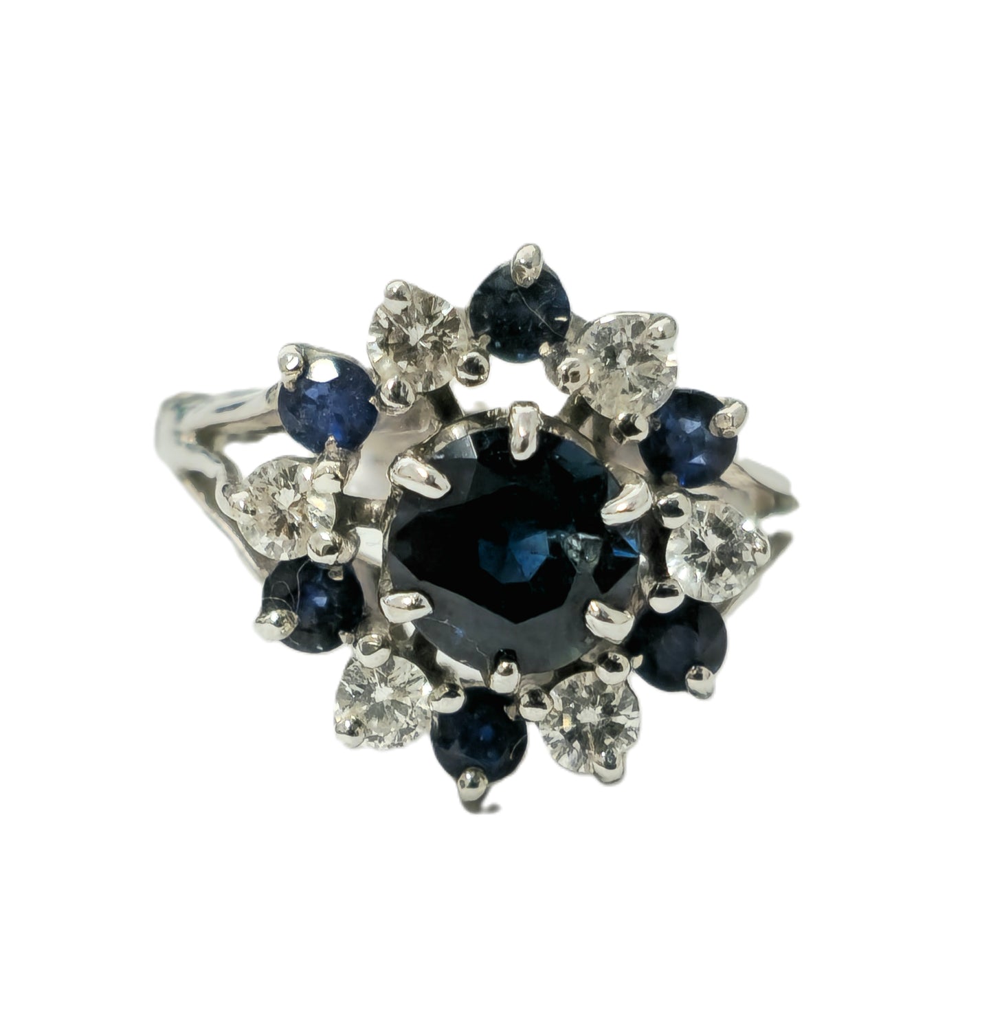 Art Deco 4.10 Carat Blue Sapphire Diamond Ring