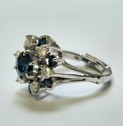 Art Deco 4.10 Carat Blue Sapphire Diamond Ring