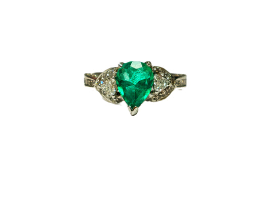 2.50 Colombian Emerald Diamond Cocktail Ring 18k Gold