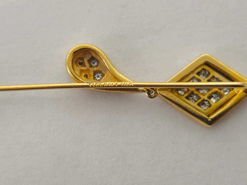 Womens, Vintage 14K Yellow Gold & Diamond Pin,