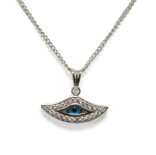 Classic Evil Eye & Diamond Necklace in 18K Gold.