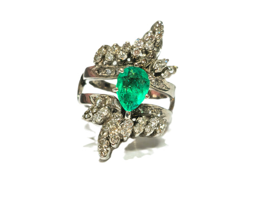 5.50 Carat Colombian Emerald Diamond Cocktail Ring