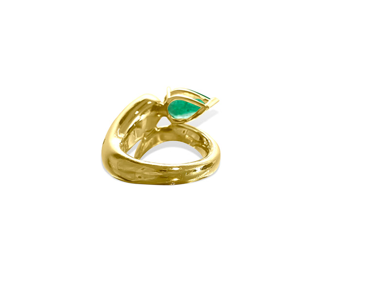 Faraone Mennella Snake Design Emerald Diamond Ring 18K