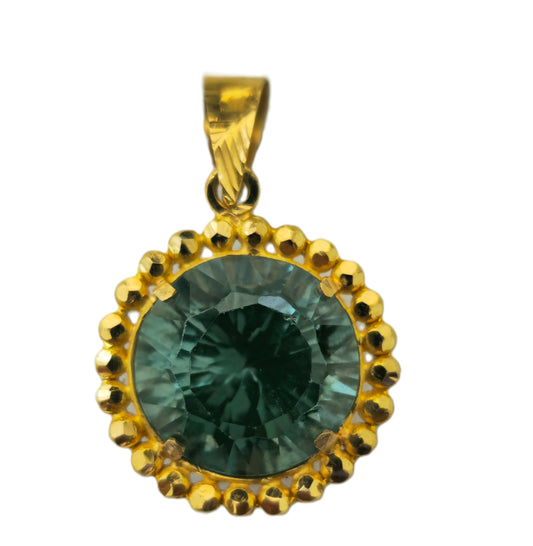 Antique 17.04 Carat Green Peridot Pendant in 22k Gold