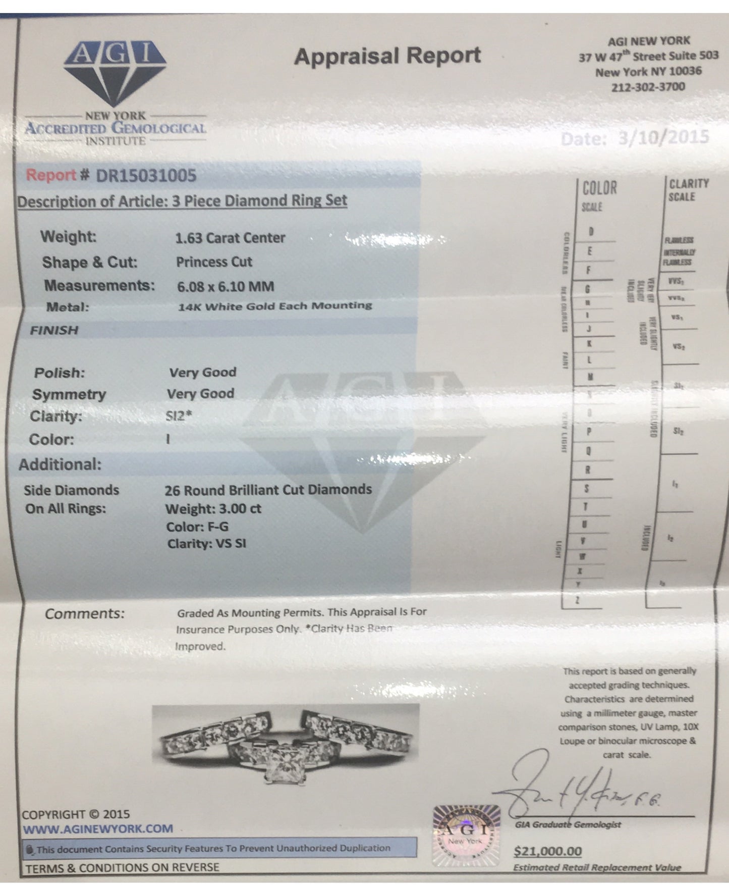 4.63 carat ENGAGEMENT RING Certified By GIA GEMOLOGIST