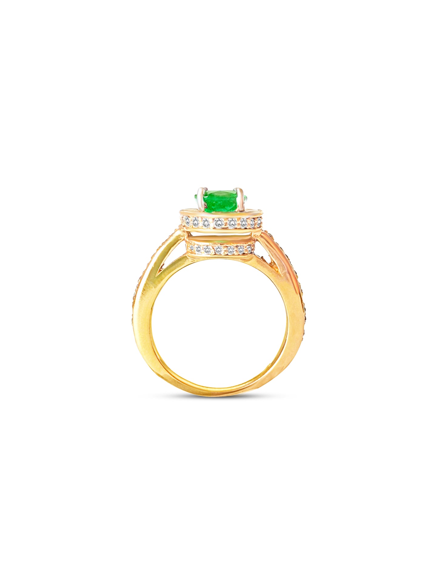 14k Gold Colombian Emerald And Diamond Engagement Ring