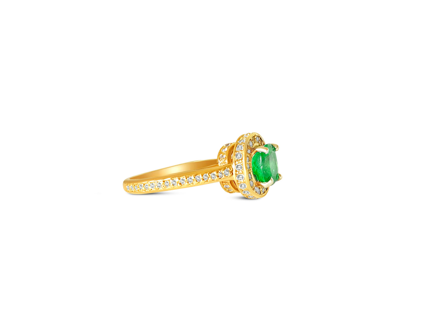 14k Gold Colombian Emerald And Diamond Engagement Ring