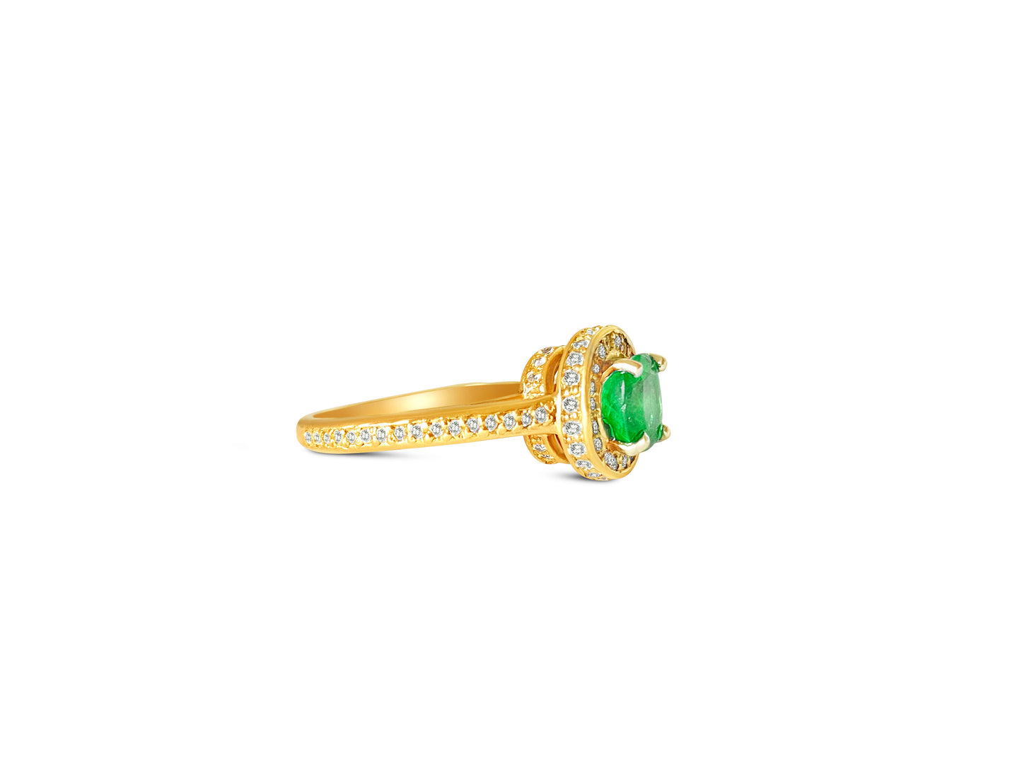 14k Gold Colombian Emerald And Diamond Engagement Ring