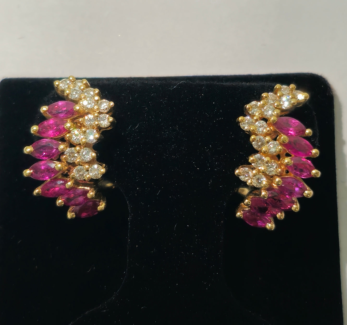 Natural 1.70ct Ruby & Diamond Earrings in 14k Gold