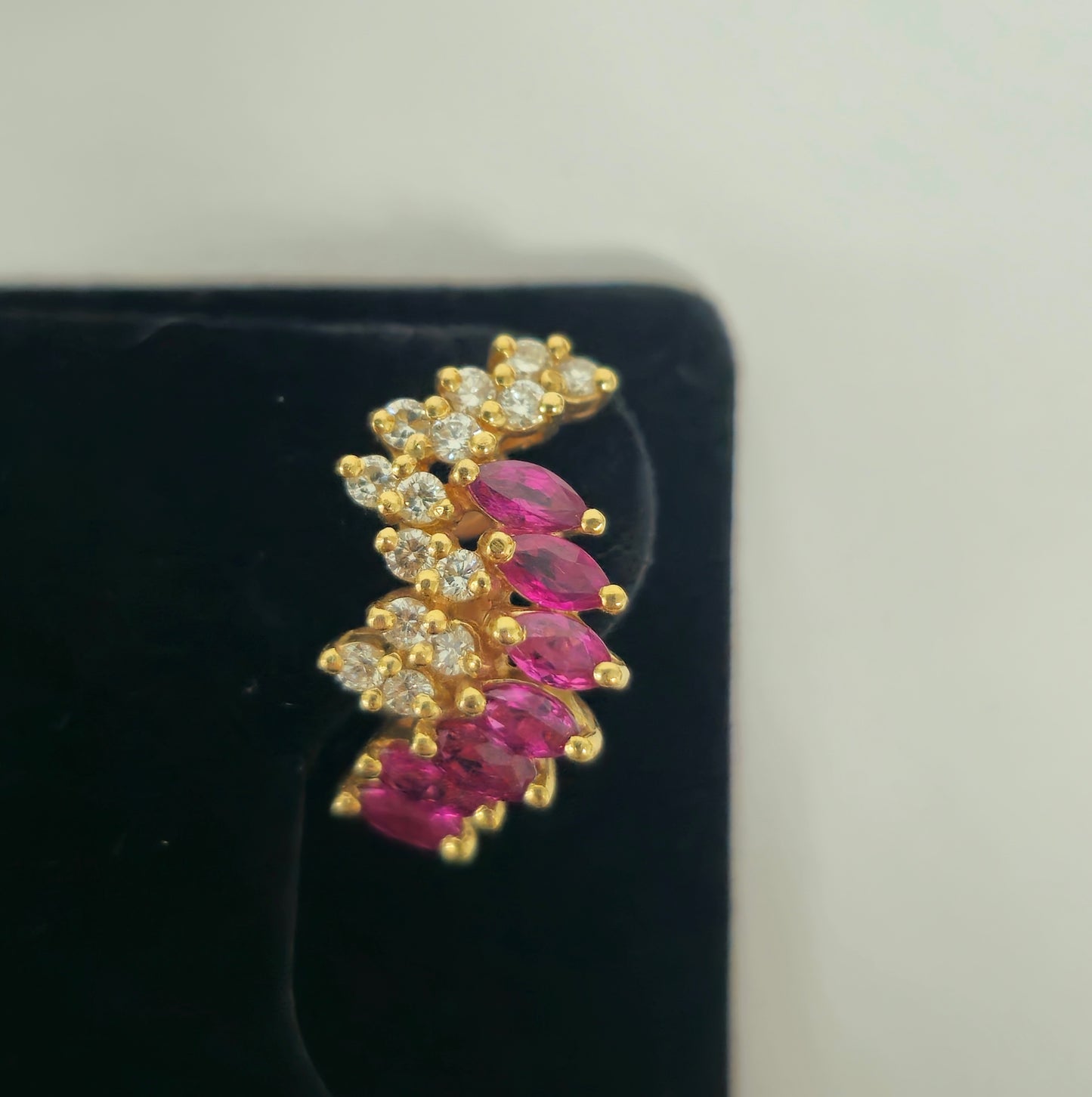 Natural 1.70ct Ruby & Diamond Earrings in 14k Gold