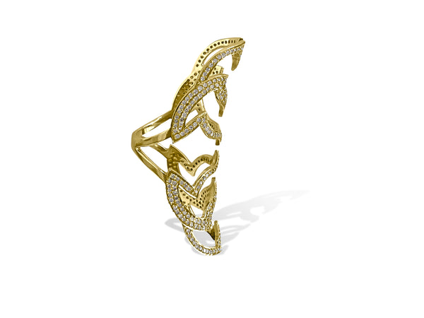 1.97 Carat Diamond Gold Fancy Long Finger Ring