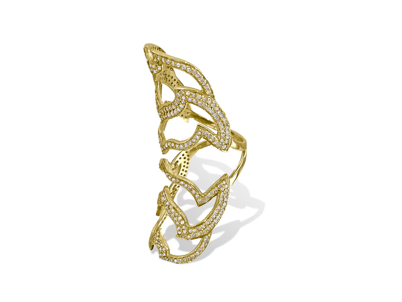 1.97 Carat Diamond Gold Fancy Long Finger Ring