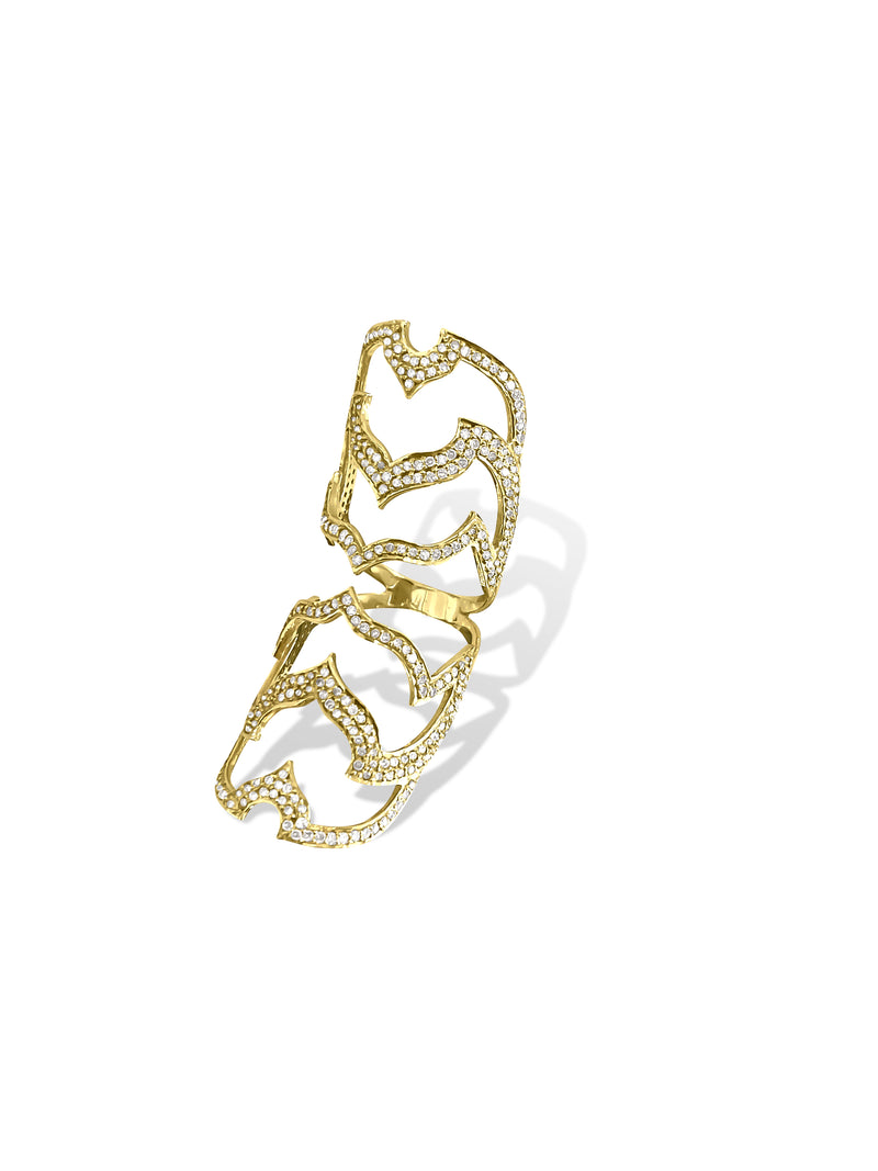 1.97 Carat Diamond Gold Fancy Long Finger Ring