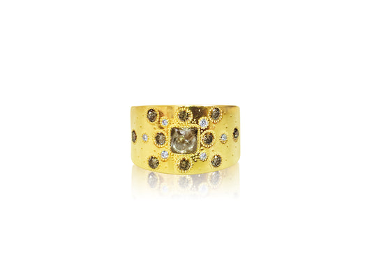 De Beers, 18K Yellow Gold & Rough Diamond Ring.