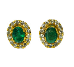 Modern 2.50 Carat Emerald & Diamond Studs For Ladies.