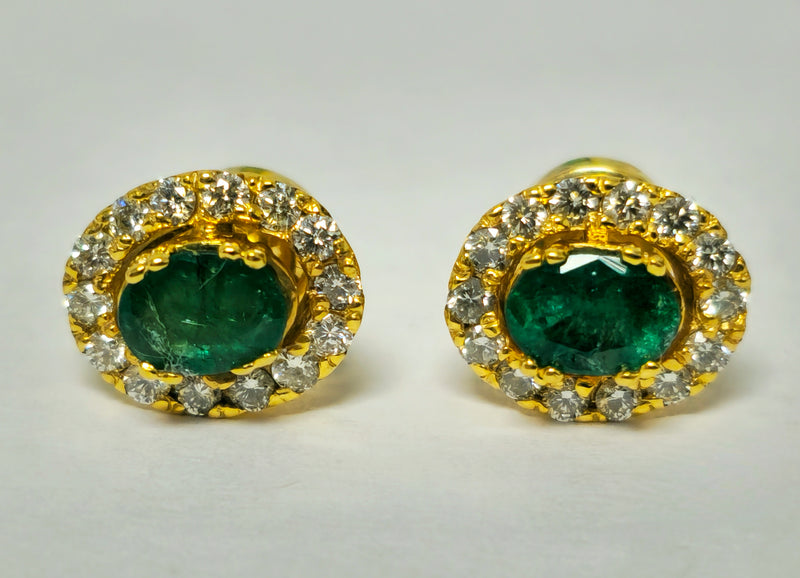 Modern 2.50 Carat Emerald & Diamond Studs For Ladies.