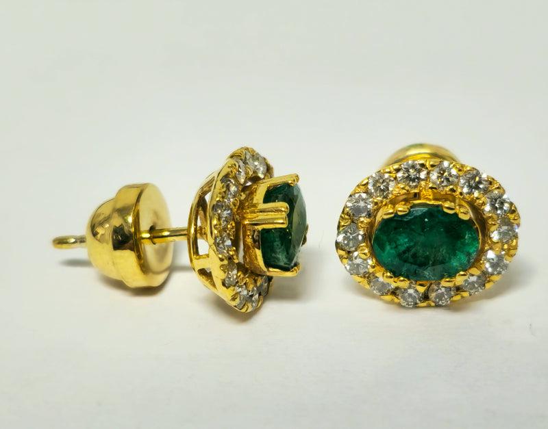 Modern 2.50 Carat Emerald & Diamond Studs For Ladies.
