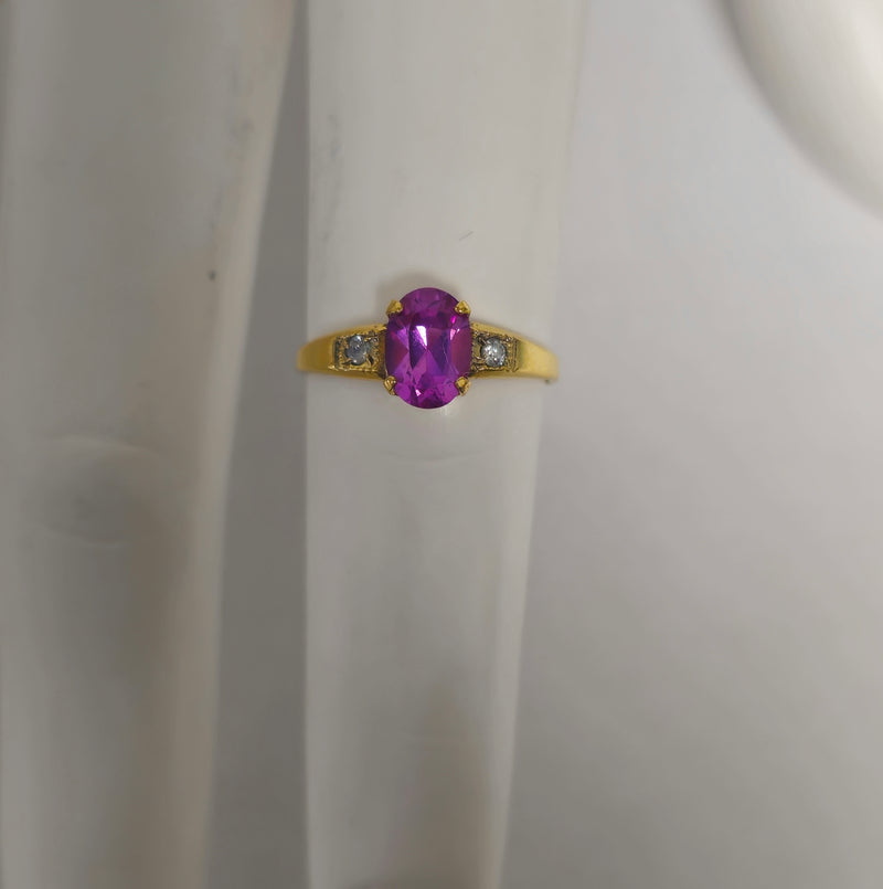 High End Solitaire Natural Pink Sapphire & Diamond Ring For Her