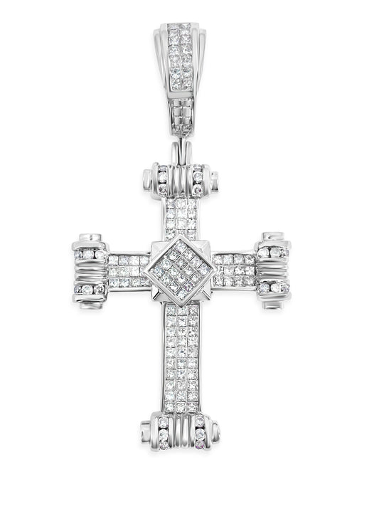 5.50 CT Diamond Pendant Cross in 14k gold