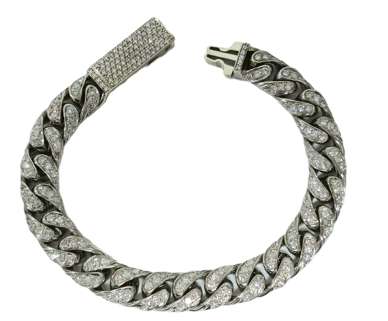 9.82ct Diamond Cuban Link in 18k White Gold Unisex Bracelet