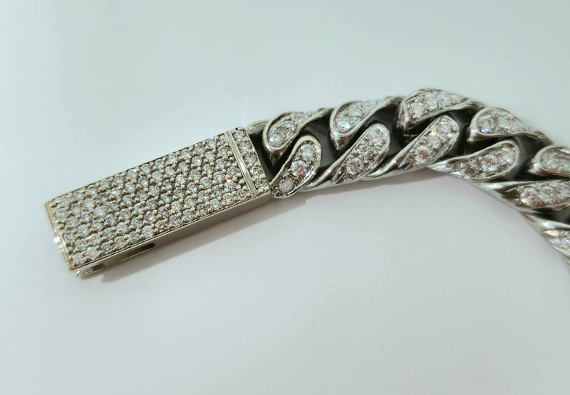 9.82ct Diamond Cuban Link in 18k White Gold Unisex Bracelet