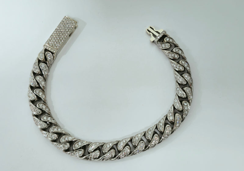 9.82ct Diamond Cuban Link in 18k White Gold Unisex Bracelet