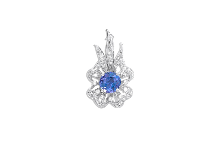 14k Gold Vinatge Diamond Tanzanite Pin