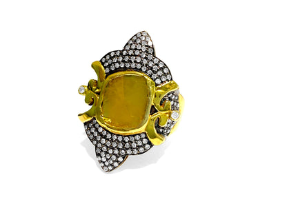 14K yellow and black gold, 3.25CT Antquie Diamond Ring