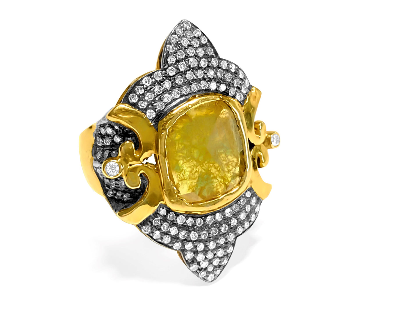 14K yellow and black gold, 3.25CT Antquie Diamond Ring