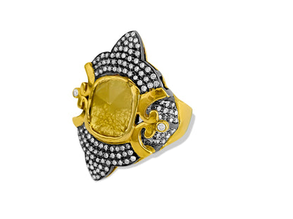 14K yellow and black gold, 3.25CT Antquie Diamond Ring