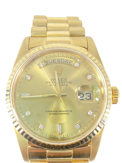 Rolex President 36mm Factory Diamond Dial. With Rolex Papers.