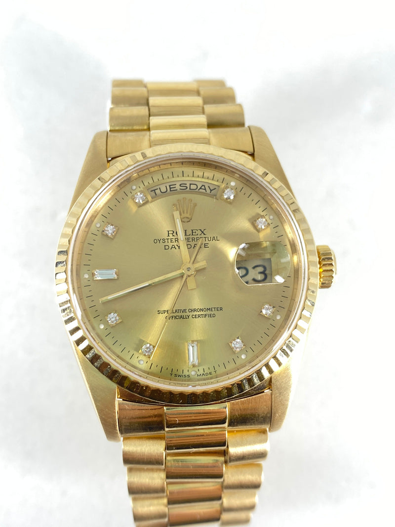 Rolex President 36mm Factory Diamond Dial. With Rolex Papers.