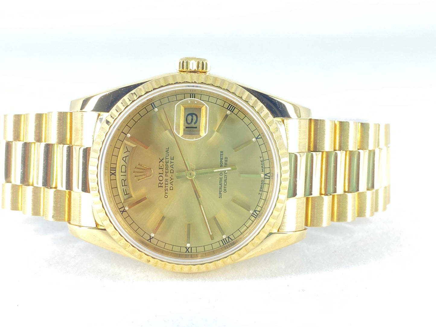 Rolex President 36mm Full Factory Watch. 18k Gold Rolex Watch.