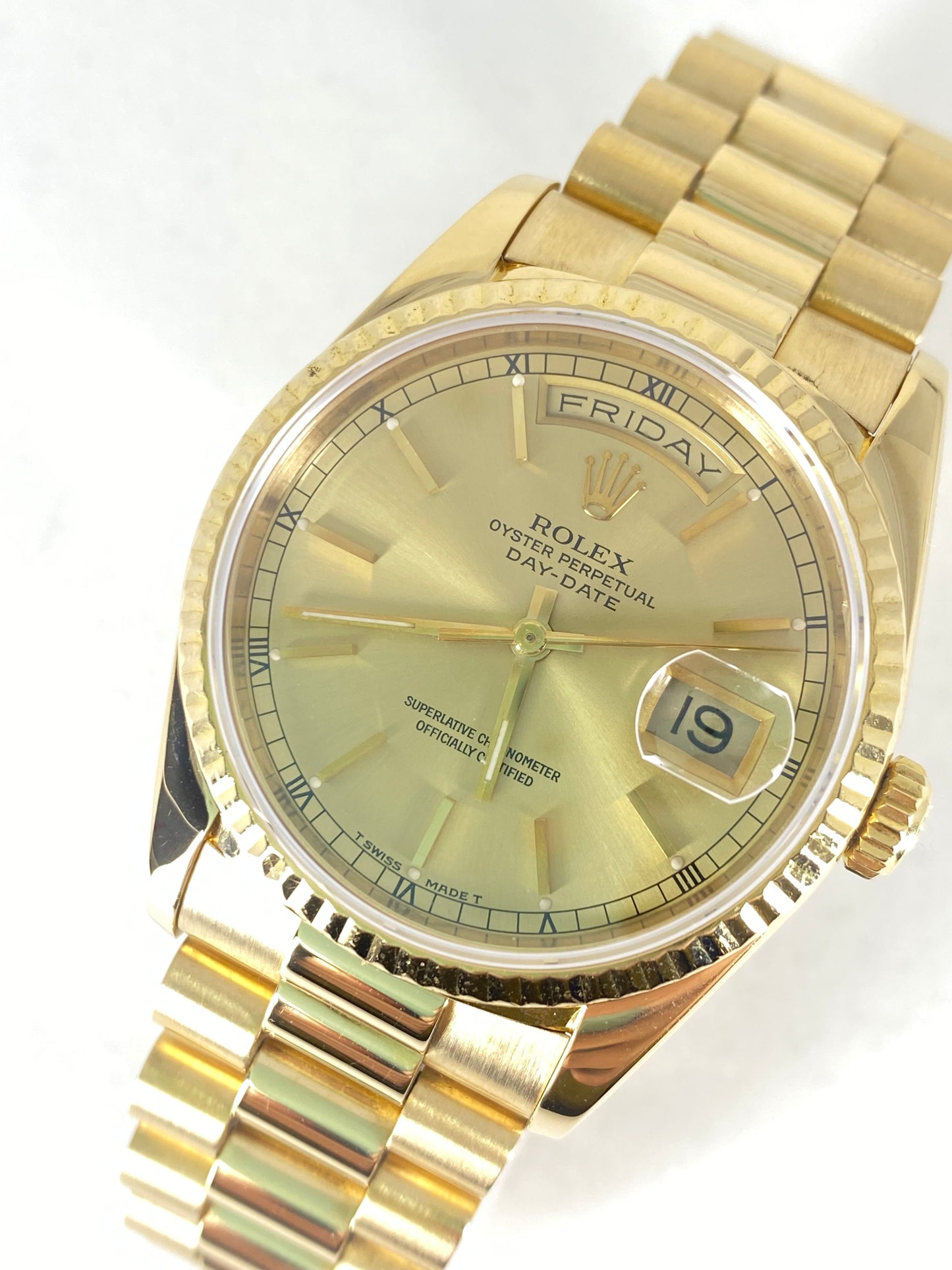 Rolex President 36mm Full Factory Watch. 18k Gold Rolex Watch.