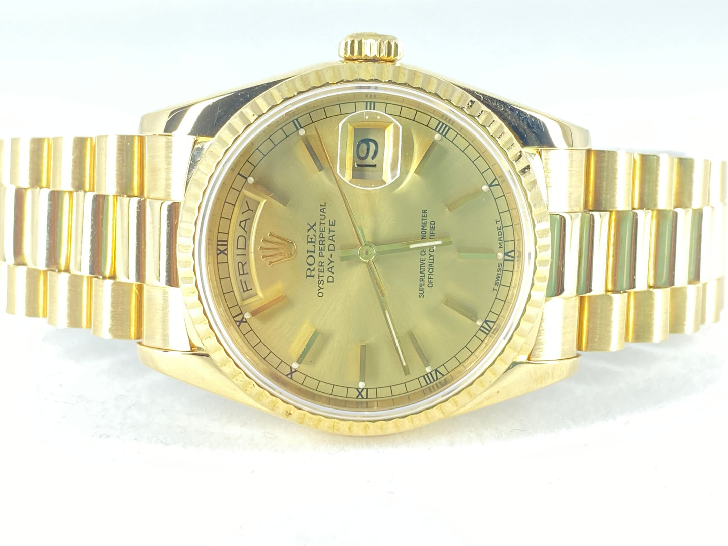 Rolex President 36mm Full Factory Watch. 18k Gold Rolex Watch.