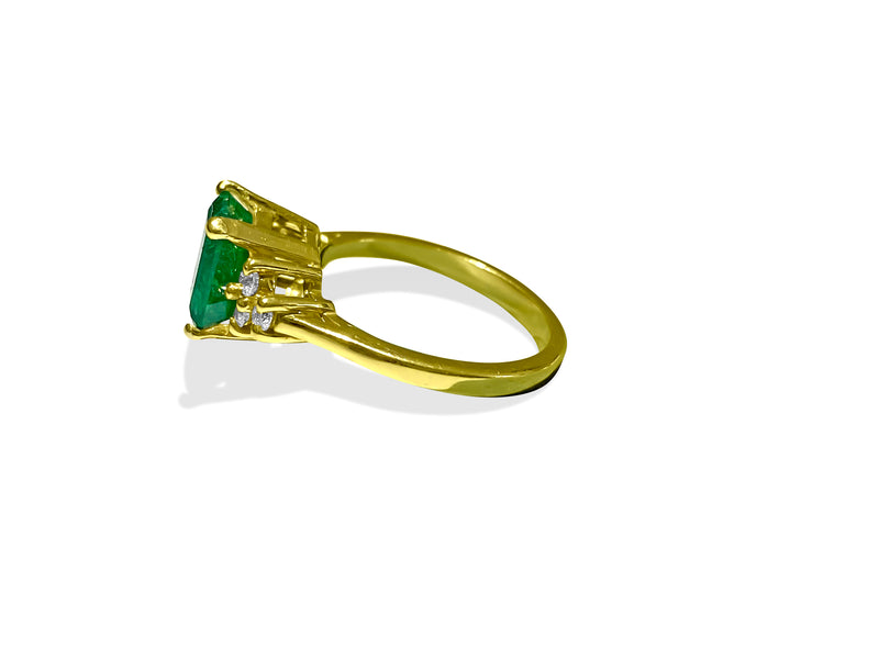 14K Yellow Gold, 4.25 CT Diamond & Emerald Insert Ring