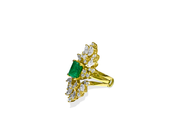 14K Yellow Gold, 4.25 CT Diamond & Emerald Insert Ring