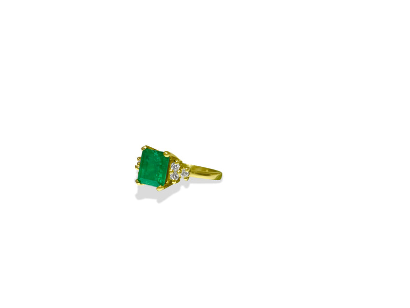 14K Yellow Gold, 4.25 CT Diamond & Emerald Insert Ring