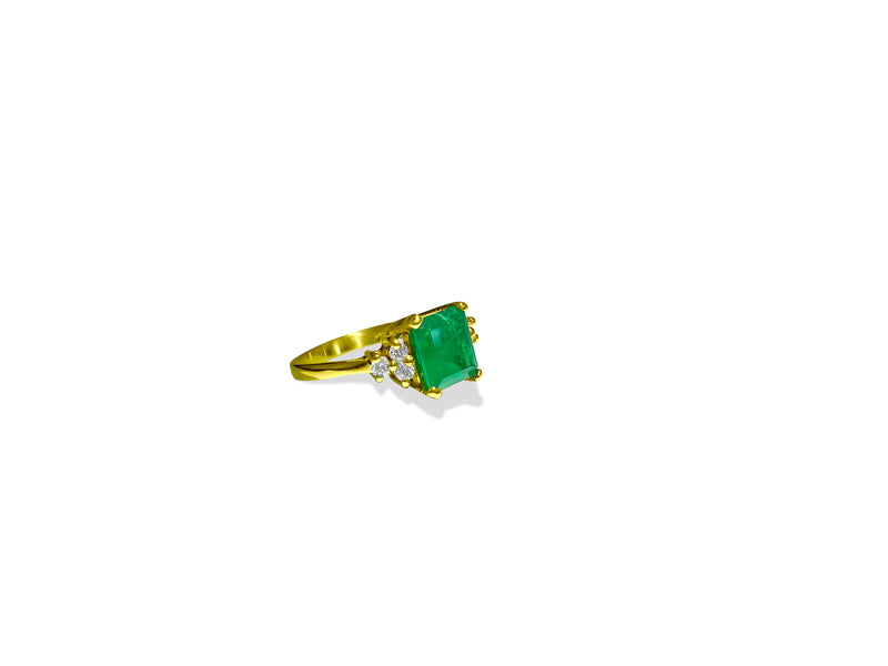 14K Yellow Gold, 4.25 CT Diamond & Emerald Insert Ring
