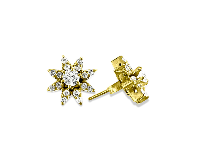1.00 Carat Diamond Gold Art Deco Stud Earrings